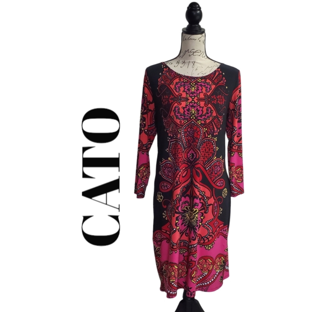 NWOT CATO Women's Dress Abstract Floral Print 3/4 Sleeves  Size M